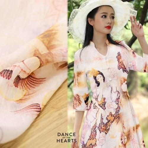 Dunhuang Murals Natural Pure Ramie Linens Cloth Fabric Summer Thin Chinese Style Robe Dress Tissu Diy Sewing B253