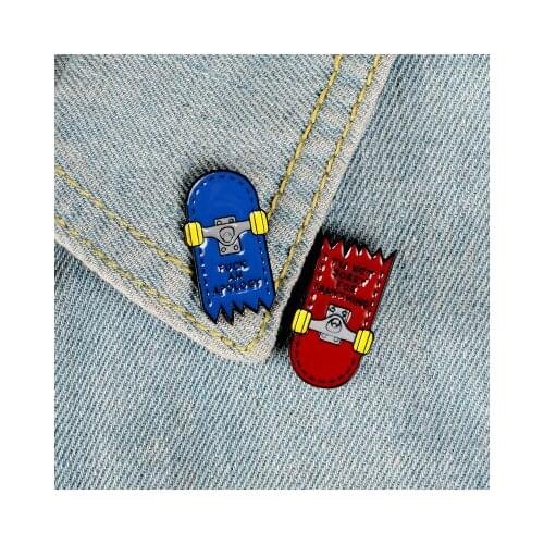 Double-dealer Blue Red Skateboard Enamel Pin Brooches Backpack Clothes Lapel Pin Dark Badge Punk Jewelry Gift for Friends