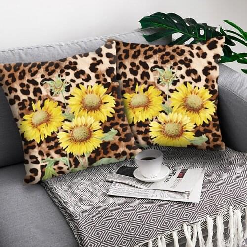 MTMETY Double sided Printing Cushion covers Animal Leopard Decorative Pillows Case Super Soft Rose flower Cushion Cover Sofa