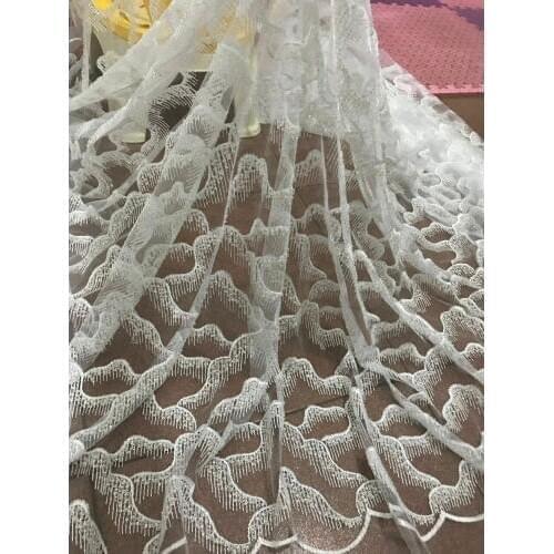 Hot sale African French Net Lace Fabric High Quality Nigerian Tulle Lace Fabrics SYJ-6134 with beads