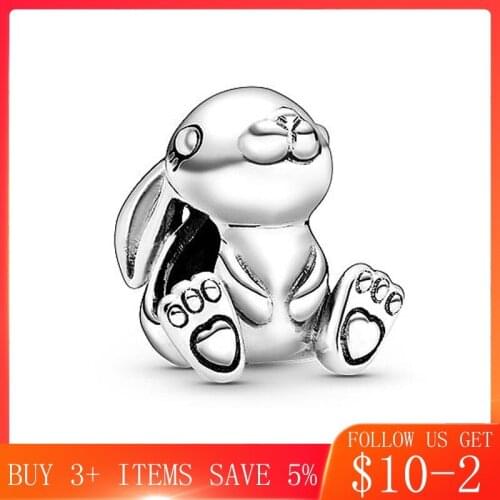 Hot Sale New 2020 Real 100%925 Sterling Silver Ninny Rabbit Charms Fit Original 3mm Bracelet Bangle DIY Jewelry Making 204