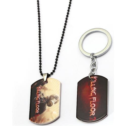 HSIC Game Jewelry Killing Floor 2 Keychain Dog Tag Metal Pendant Keyring Holder Men Chaveiro Sleutelhanger Trinket HC13028