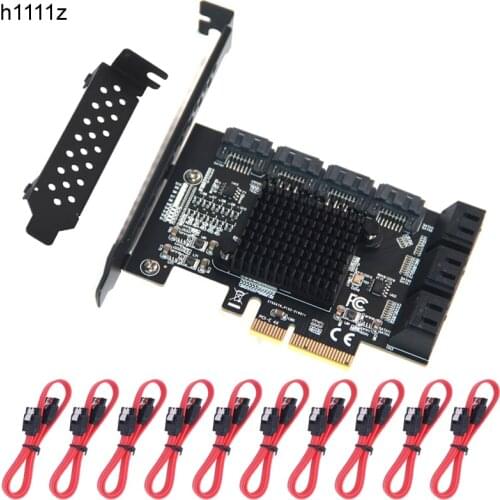 Chia Mining PCIe SATA Card 6/10 Port 6Gbps SATA 3.0 PCIe Card Support 10 SATA 3.0 Devices Built-in Adapter Converter For Desktop