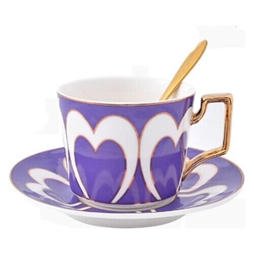 British Style Pink Bone China Coffee Cup and Saucer Set High-end Afternoon Tea Pastoral Style Flower Tea Cup