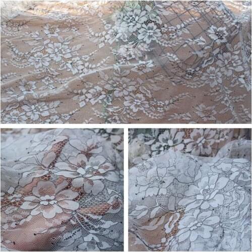 Wide 1.5CM beautiful white black non-elastic lace fabric Embroidered mesh accessories clothing skirt material