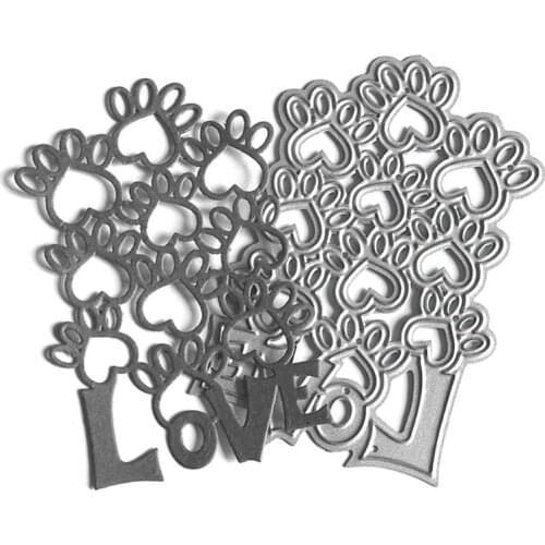 Love Dog Paw Metal Cutting Dies Stencil Scrapbooking DIY Album Stamp Paper Card Mold Embossing Decoration Craft