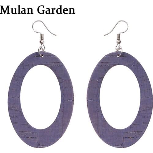 M&G Wooden PU Leather Earrings Geometric Hollow Circle Elegant Dangle Earrings Women Jewelry Personality Accessories Girl Gift