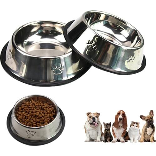 Stainless Steel Pet Dog Bowl Non-slip Durable Anti-fall Dogs Feeding Bowls For Small Medium Dogs Cat Placemat Feeder Pet Product
