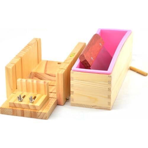 Soap Making Tool Set Adjustable Wooden Soap Cutter Box Stainless Steel Wax Soap Slicer Wavy Knifes Soap Making Kit