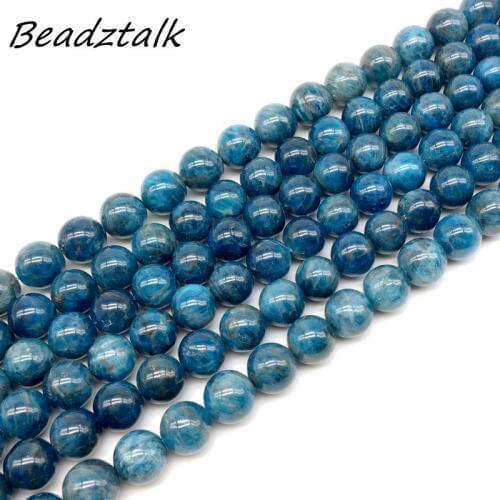New Beads Natural Blue Apatite Round Stone Beads Round Smooth 4 mm 6 mm 8 mm 10 mm, DIY Jewelry Making Supplies