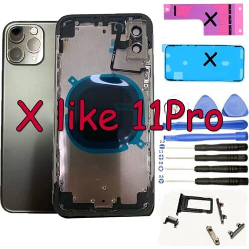 DIY New Fashion Battery Cover For iPhone X Housing like iPhone 11 Pro, Rear Chassis to iPhone X into 11pro Replacement parts