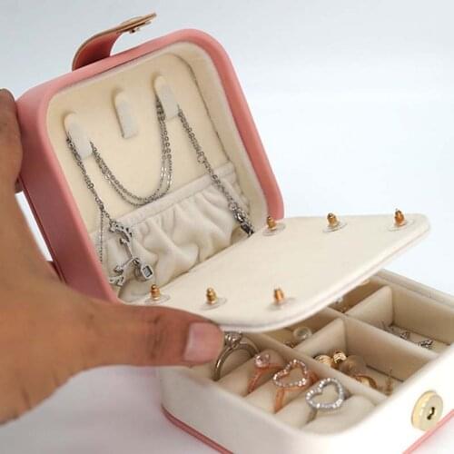 Jewelry Organizer Rings Necklaces Display Travel Jewelry Case Boxes Portable PU Leather Storage Joyeros Organizador De Joyas