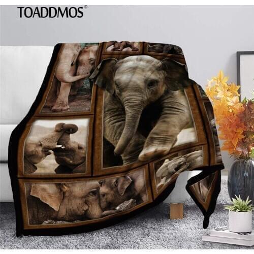 TOADDMOS Cool 3D Animal Elephant Pattern Warm Sofa Bedroom Throw Blankets Travel Fleece Soft Thin Blankets for Kids Adult 2021