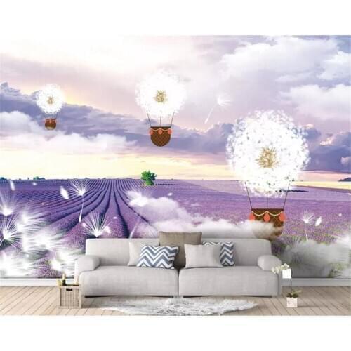 Beibehang Custom 3d wallpaper Lavender hot air balloon background wall decorative painting wall papers home decor papel tapiz