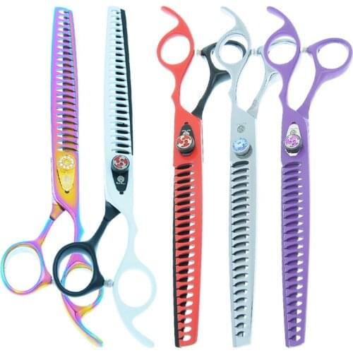 Purple Dragon 8.0" High Quality Pets Grooming Scissors Professional Dog Cat Fish Bone Thinning Shears Puppy Hair Trimmers B0059B