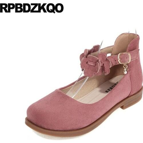 Pink Floral Ankle Strap Women Suede Bridesmaid Bride Beige Unique Embellished Pearl Flats Beautiful Flower Designer Shoes China