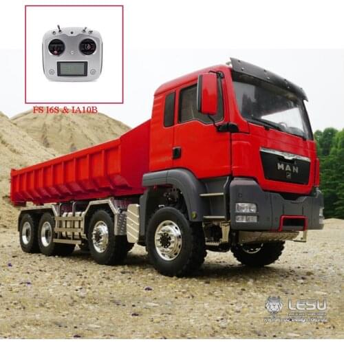 LESU RC Dumper Roll On/Off Truck 1/14 Scale MAN TGS 8x8 Hydraulic Sound With Radio Painting Red THZH0345-SMT4