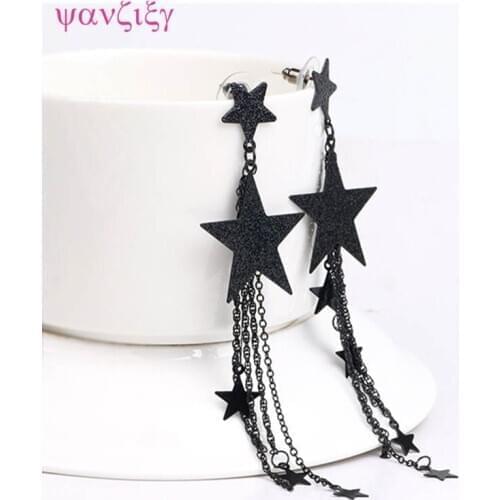 Earrings Jewelry Korean New Fashion Delicate Joker Girls Five-pointed Star Alloy Tassel Earrings Jewelry