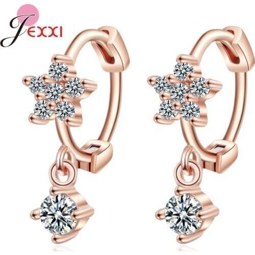 925 Sterling Silver Korean Trendy Flower Crystal Earrings Charming Women Girl Creative Handmade Party Jewelry Gifts