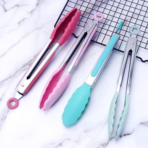 9inch Silicone Food Tongs Heat-Resistant Safe Multicolor Non-Stick Non-Slip Food Tongs Bbq Tongs Turn Over Food Kitchen Gadgets
