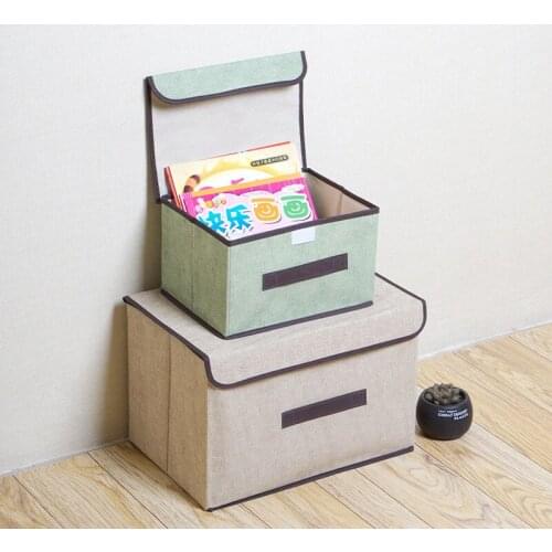 Foldable Storage Boxes Dustproof Fabric Sundries Organizer with lids Toys Snacks Clothing Socks Storage Bins Home Organizer
