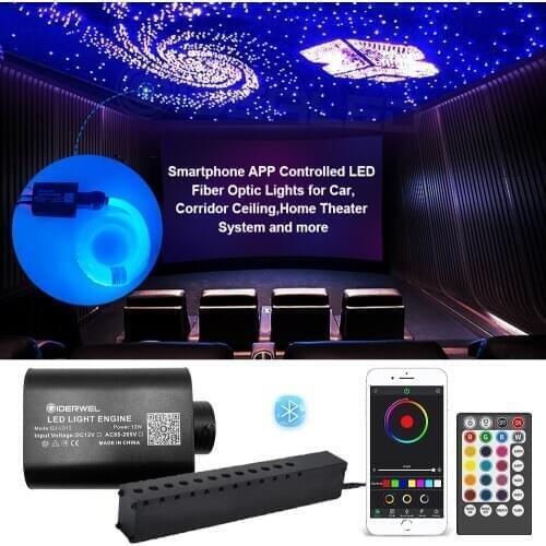 LED Bluetooth Optic Fiber Smart APP remote control Lights RGBW Shooting Star Car Ceiling Lighting Optical Fiber Cable available