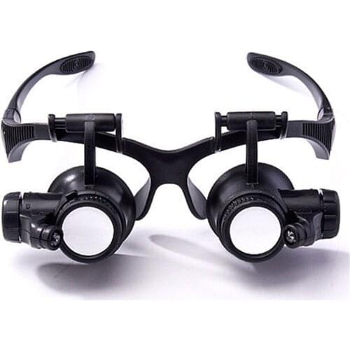 10pcs/lot 10X 15X 20X 25X Eye Wearing Magnifier Glasses LED Lights Loupe Microscope for Watch Repair Jewelry Magnifying