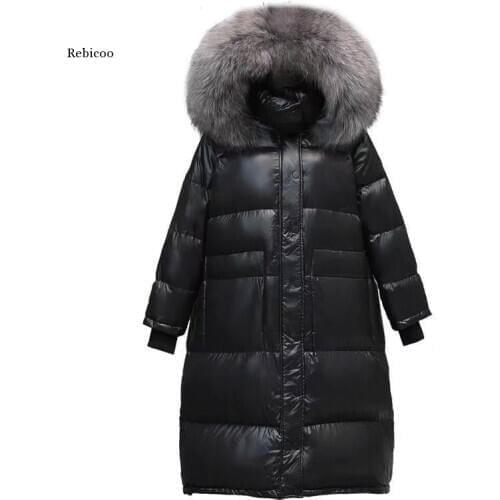 Waterproof Winter Jacket New Womens Temperament hooded Fur collar Coat Plus Size thick fluffy fur coat