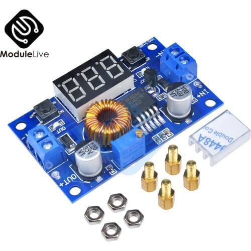 XL4015 5A Adjustable Power 75W DC-DC Step-down Charge Module LED Driver + Voltmeter Power Supply Module 4.0-38V to 1.25V-36V
