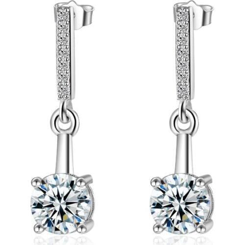 100% 925 Sterling Silver Super Shiny Zircon Fashion Design Stud Earrings for Women Jewelry Gift Hot Sale Wholesale Drop Shipping