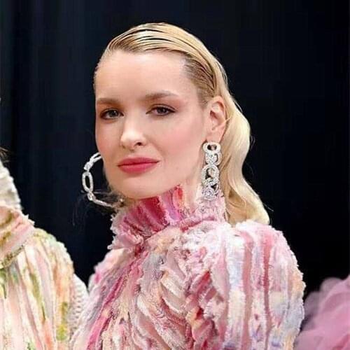 Luxury Shiny Rhinestone Gems Hoop Earrings For Women Jewelry Fashion Girls' Statement Earrings Accessories Big Hoops