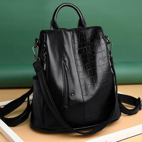 Women Waterproof School Bags 2020 Anti-theft Leather Backpacks Bags For Girls Female Shoulder Bag Multifunction Travel Backpack
