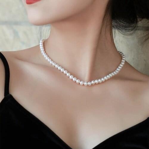 Women Fashion Vintage Pearl Necklace Party Necklace Elegant Chain Retro Accessories All Match Necklace Streetstyle Necklace