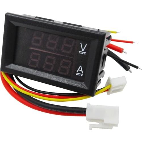 1pcs DC0-100V 10A LED DC dual display digital voltage current meter red+blue Digital display DC4-30V / 6 bit digital display