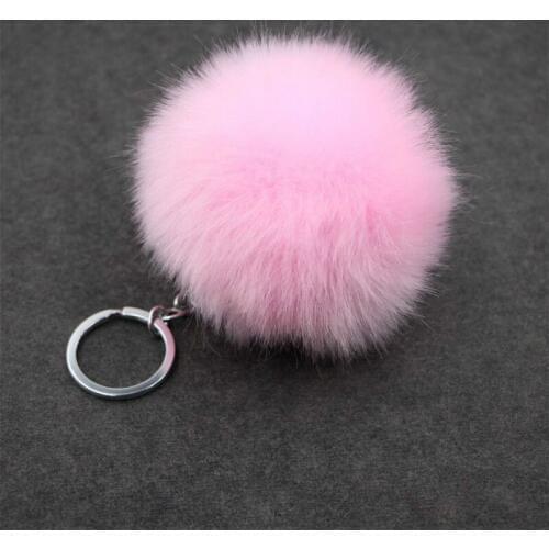 1pcs Pink Plush Ball Plush Keychain Simple Ball Pompon Pendant Pompom Artificial Animal Keychains Woman Car Bag KeyRing Toy