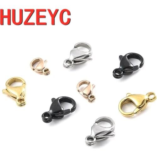 25pcs Stainless Steel Gold Black Rose Color Lobster Clasps Jewelry Findings DIY Necklace Bracelet Making Accessories