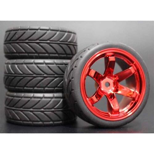 4pcs RC Tyres 1/10 & Plastic Wheels 26mm Foam Insert For On Road Car HSP HPI Replacement Parts 707