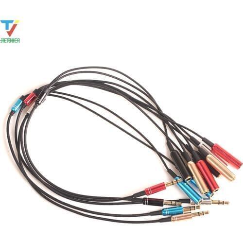 500pcs/lot Wholesales 2in1 3.5 mm Jack Aux Audio Cable 1 Male to 2 Female Wire Splitter Y metal Extension Cable for Car Phone