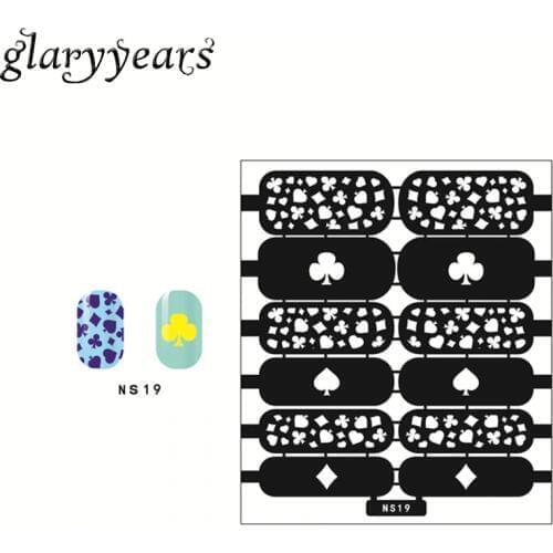 1pc Nail Airbrush Nail Paint Stamping Polish Manicures Stencil Stamp Tool Nail Art Decoration Poker Images Templates Design NS19