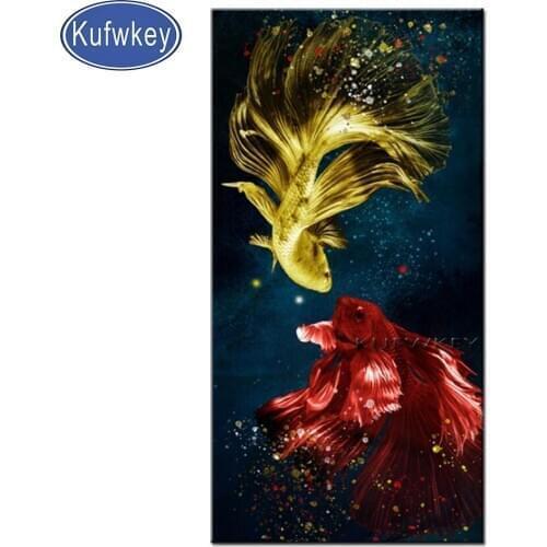 Diamond painting red gold Koi Fish mosaic full Embroidery sale square/round cross stitch 5d diy Diamond art large size animal