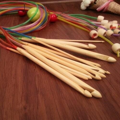 Free Shipping Afghan carpet bamboo crochet hooks 12pcs size 3.0-10.0mm crafts crochet for DIY knitting needlework