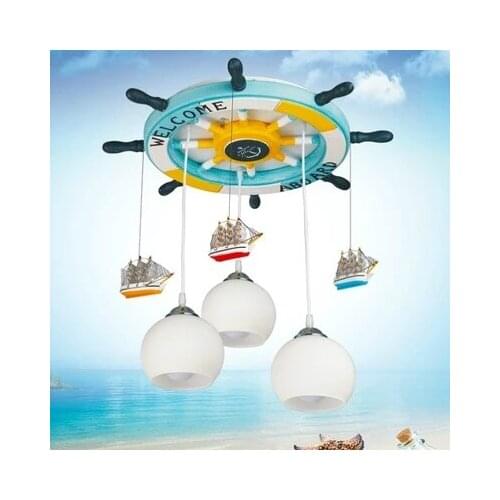 Mediterranean helm child room lamp kids bedroom chandelier led creative cartoon lighting personality free shipping