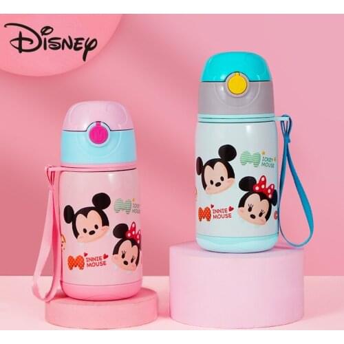 Disney childrens thermos cup with straws drop proof water bottle boy and girl portable childrens cartoon water cup