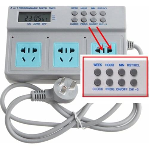 3 in 1 Programmable LCD Digital Timer Socket Fish Tank Power Time Control For Aquarium Light Heater Filter Wavemaker Dosing Pump