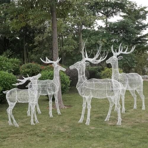 GY Hollow Stainless Steel Iron Sika Deer Sculpture Outdoor Garden Park Squirrel Decoration Simulation Animal Iron Deer