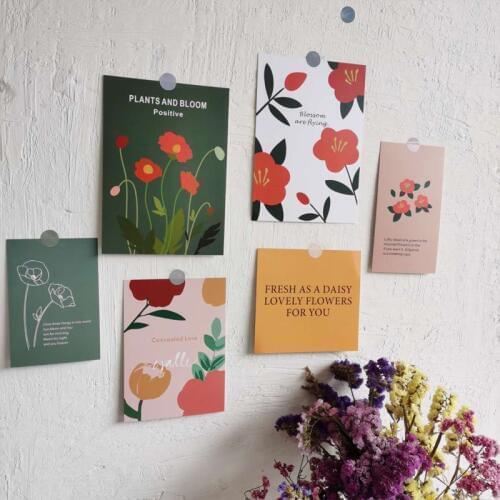 Ins Hand-painted Plant Flower Decorative Card Postcard Creative Background Wall Sticker Poster Diy Photo Props Greeting Cards