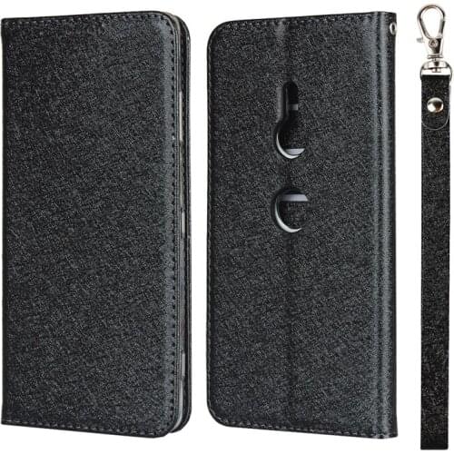 Silk Pattern PU Leather Case For Sony Xperia XZ3 Flip Stand Wallet Cover Card Pockets Lanyard cases