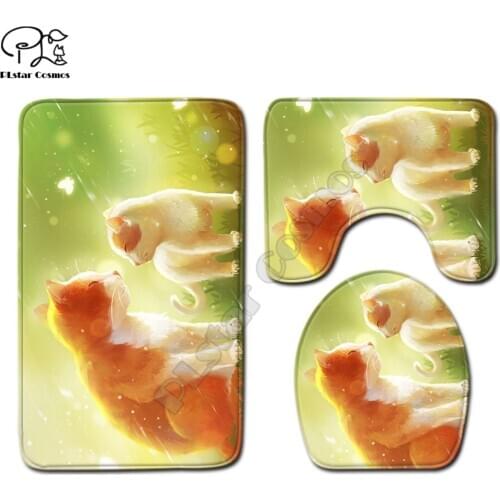 Swan giraffe animal pattern 3D printed Bathroom Pedestal Rug Lid Toilet Cover Bath Mat Set drop shipping style-3