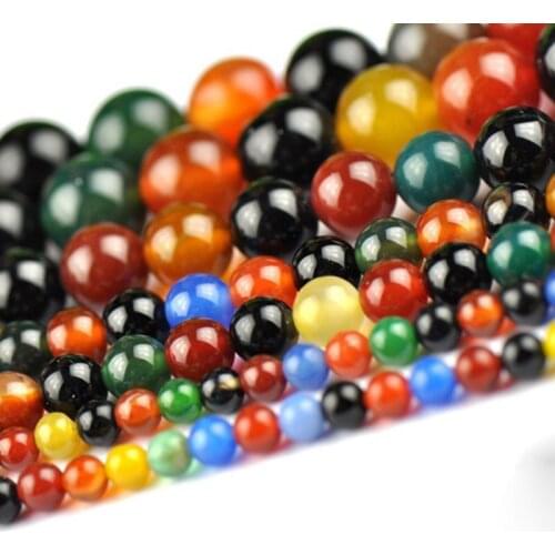 Natural colorful agate Round Imitation Gemstone Loose Beads jewelry making 6/8/10/12mm Please select size 018012018