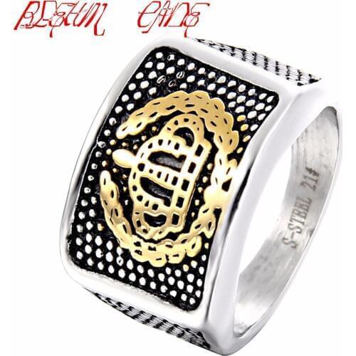 Cool Golden Crown Stainless Steel Full Finger Ring for Men Punk Party Band Jewelry